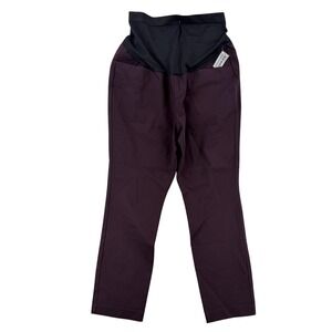 Old Navy Maternity Pixie Ankle Pants Womens 14 Purple Full‎ Panel Stretch NWT